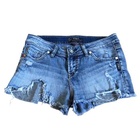 Vintage Y2K Era Silver Jeans The November Short Size 6 Light Wash Cut Off Denim - Picture 8 of 12